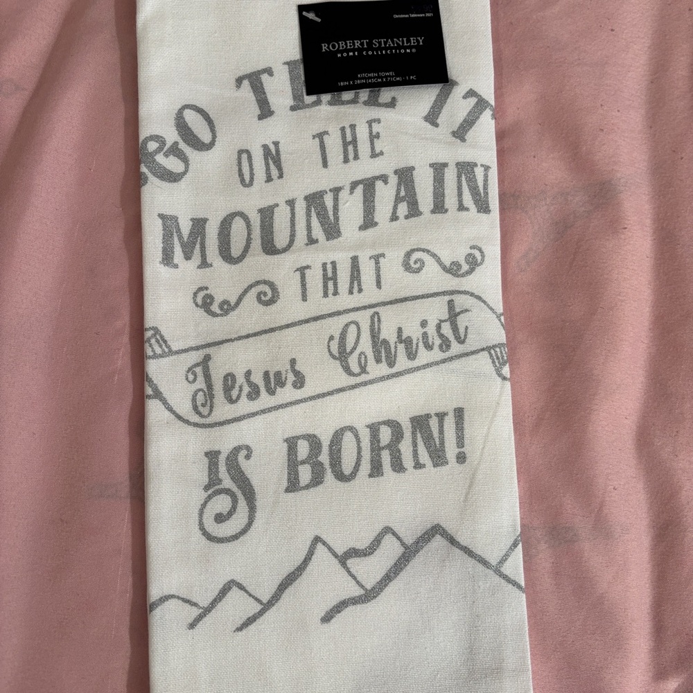Robert Stanley White and Gray Kitchen Towel